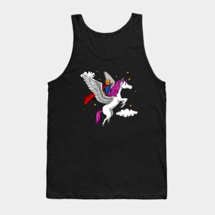 Cat Superhero Riding Pegasus Unicorn Party Tank Top